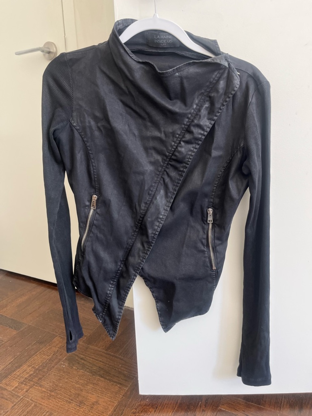 Black Asymmetric Moto Blazer